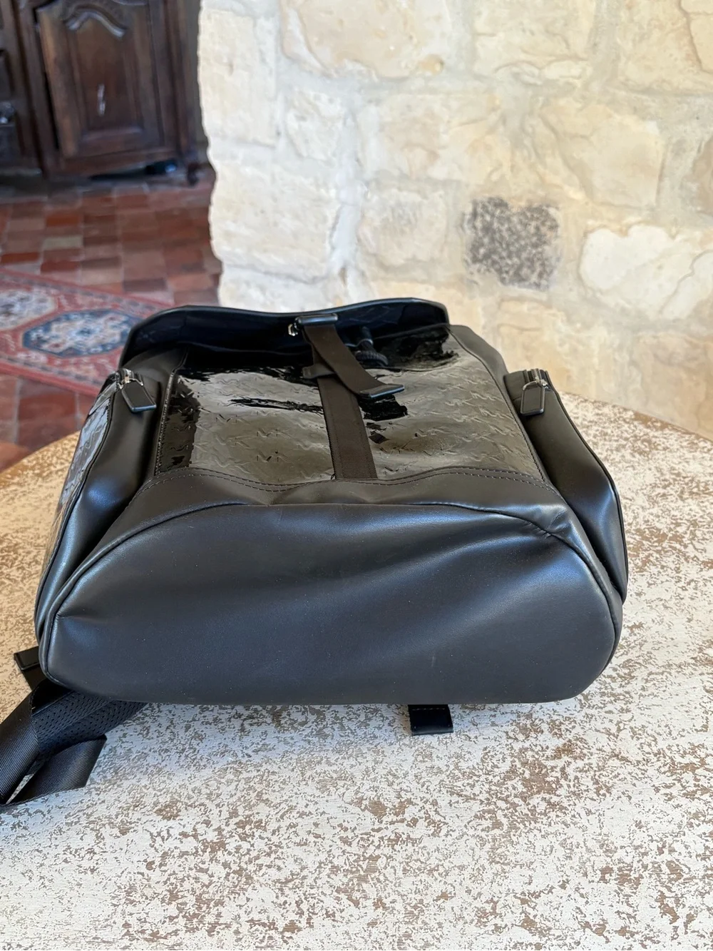 Michael Kors Black Patent Leather Men's Backpack item 282